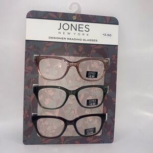 JONES NEW YORK Designer Reading Glasses NEW +2.50,  3 PR PACK